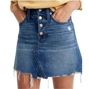 MADEWELL Distressed Denim Mini Skirt NWT